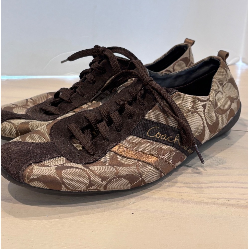 Coach Belina Signature Monogram Brown Bronze Fashion Sneakers Shoes Womens 10M